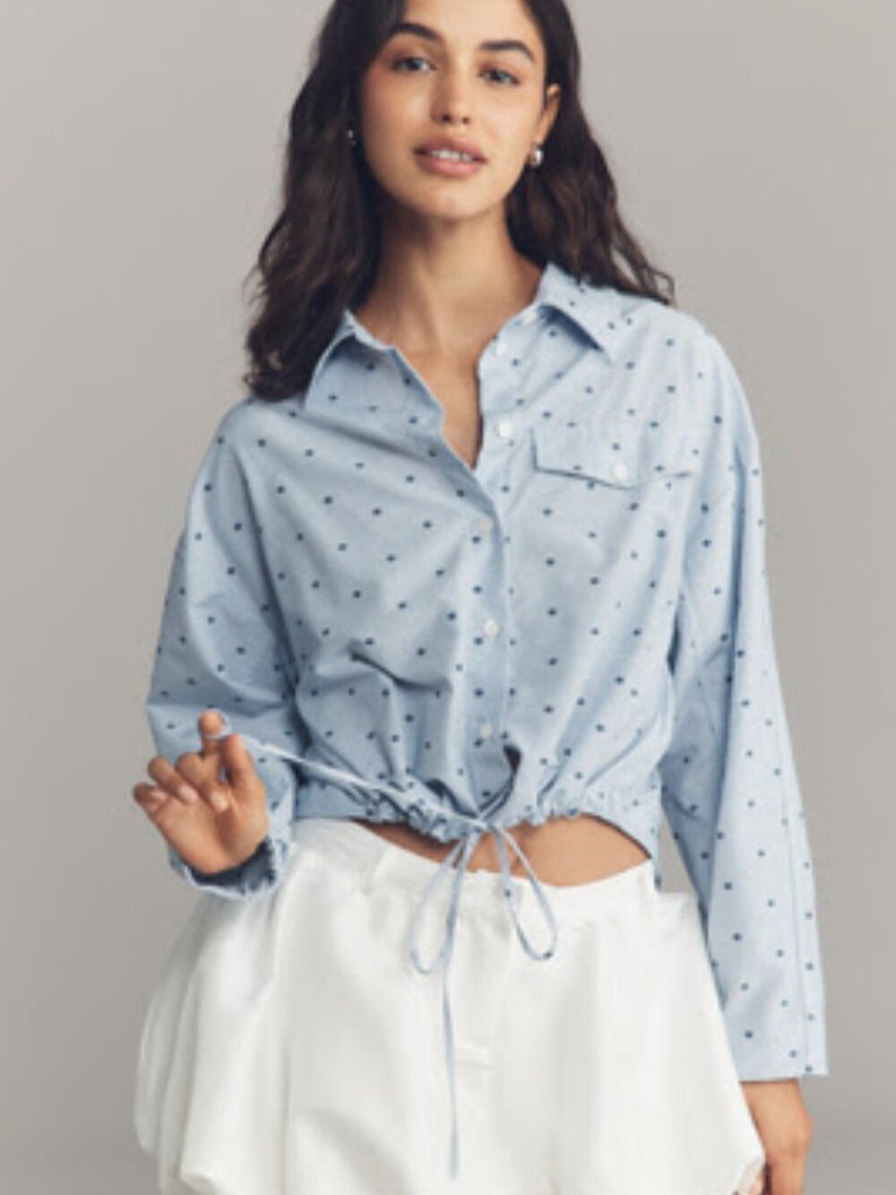 Maeve Cinched-Waist Buttondown Shirt Western style